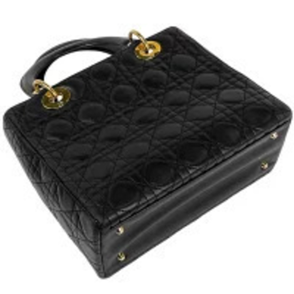 Dior Lady Leather Christian Cannage  Handbag Black